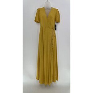 yellow dresses for fall Autumn Winter Yellow Cashmere Wool Dress by EUG Fashion main image 0